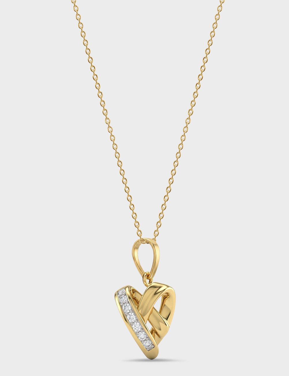 Crossover Heart Lab Grown Diamond Pendant 10 Cent FG-VVS, Yellow Gold, large, image 2