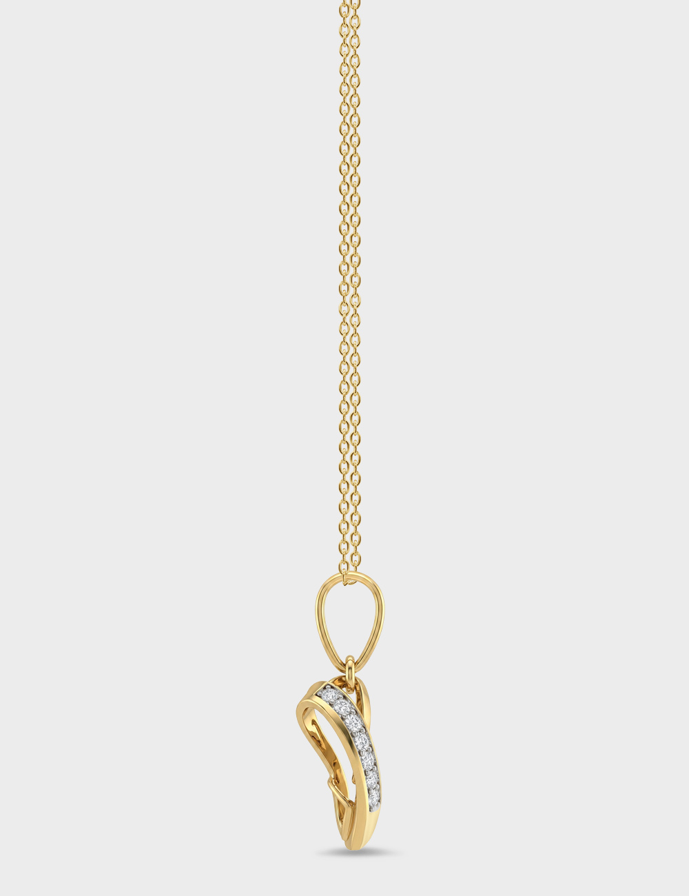 Crossover Heart Lab Grown Diamond Pendant 10 Cent FG-VVS, Yellow Gold, large, image 3
