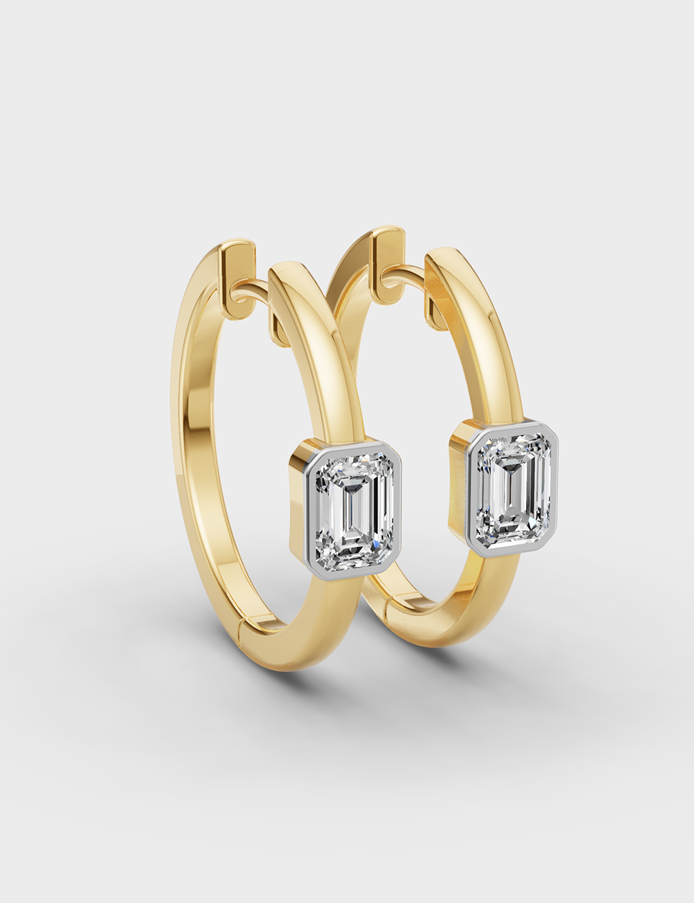 Glossy Solitaire Earrings 82 cent FG-VVS, Yellow Gold, large, image 2