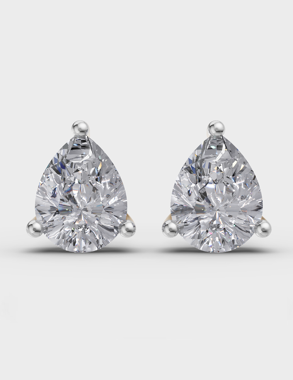 Glossy Diamond Studs 26 cent FG-VVS, Yellow Gold, large, image 2