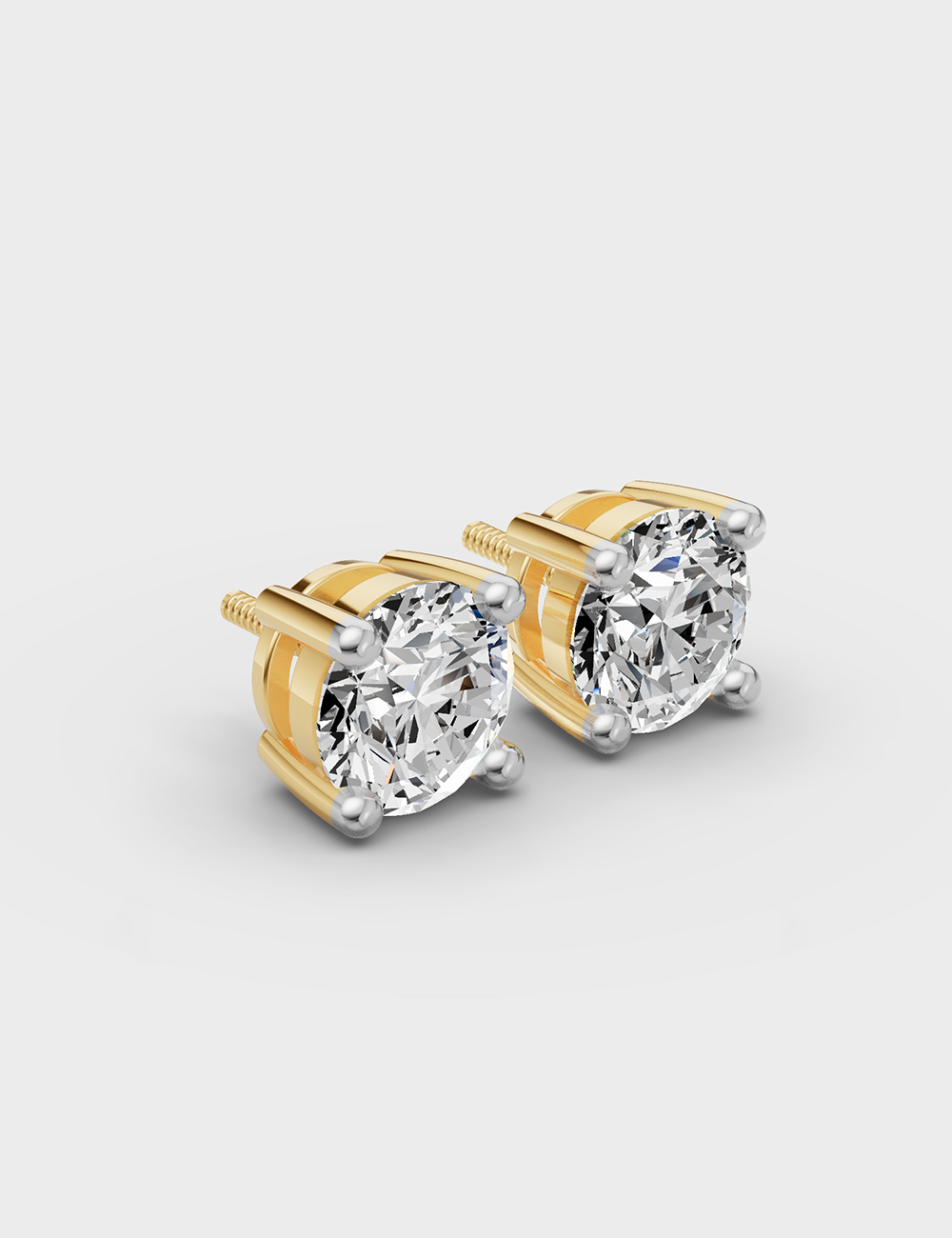 Chic Solitaire Studs 1.52 carat FG-VVS, Yellow Gold, large, image 1