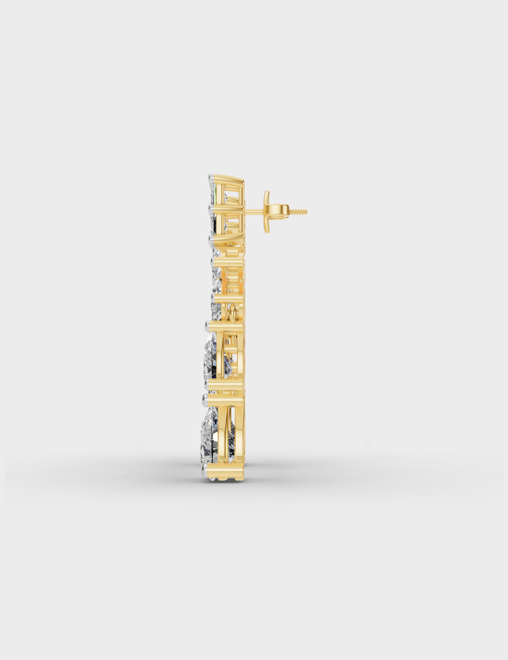 Grand Cascade Diamond Earrings 8.9 carat FG-VVS, Yellow Gold, large, image 3