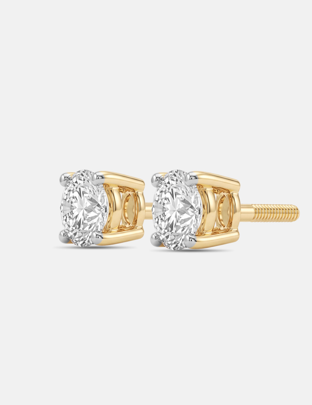 Everly Classic Lab Grown Diamond Studs 58 Cent FG-VVS, Yellow Gold, large, image 2