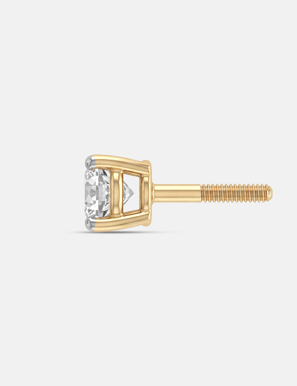 Everly Classic Lab Grown Diamond Studs 58 Cent FG-VVS, Yellow Gold, large, image 3