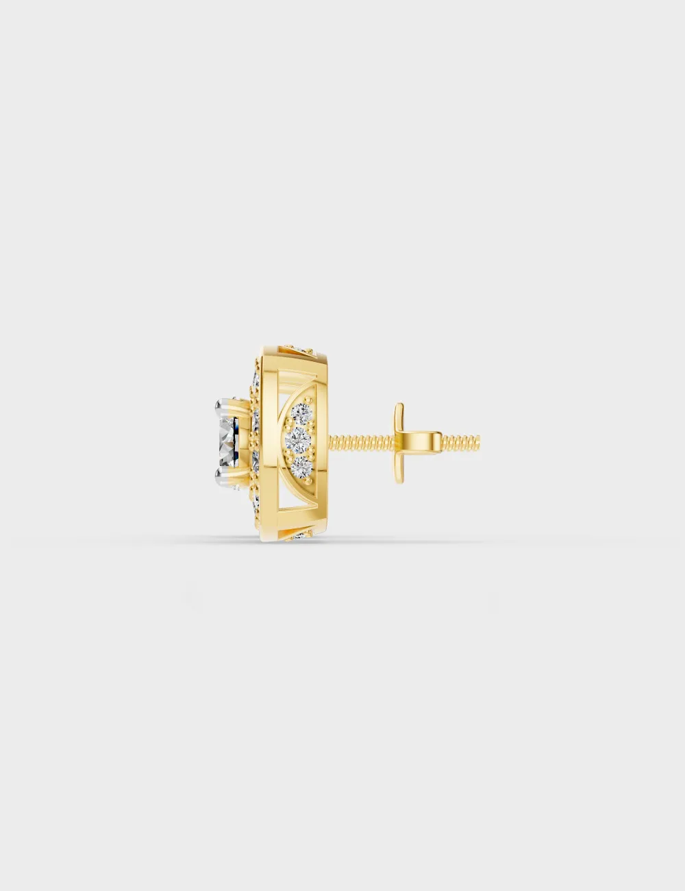 Prism Square Diamond Studs 1.03 carat FG-VVS, Yellow Gold, large, image 3