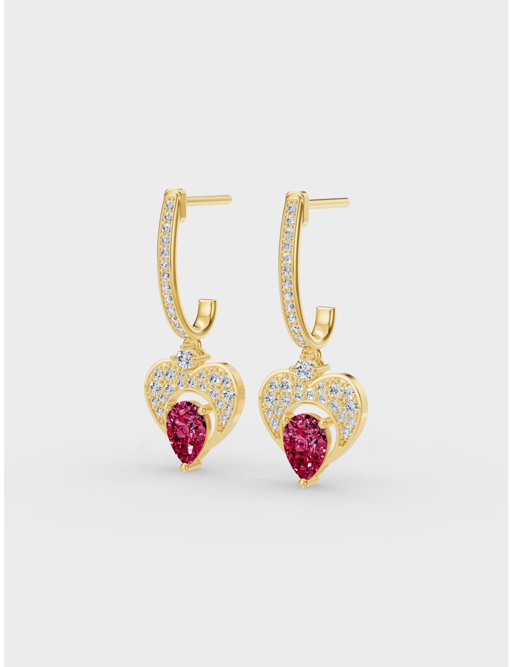 Warm Romance Diamond Earrings 32 cent FG-VVS, Yellow Gold, large, image 2