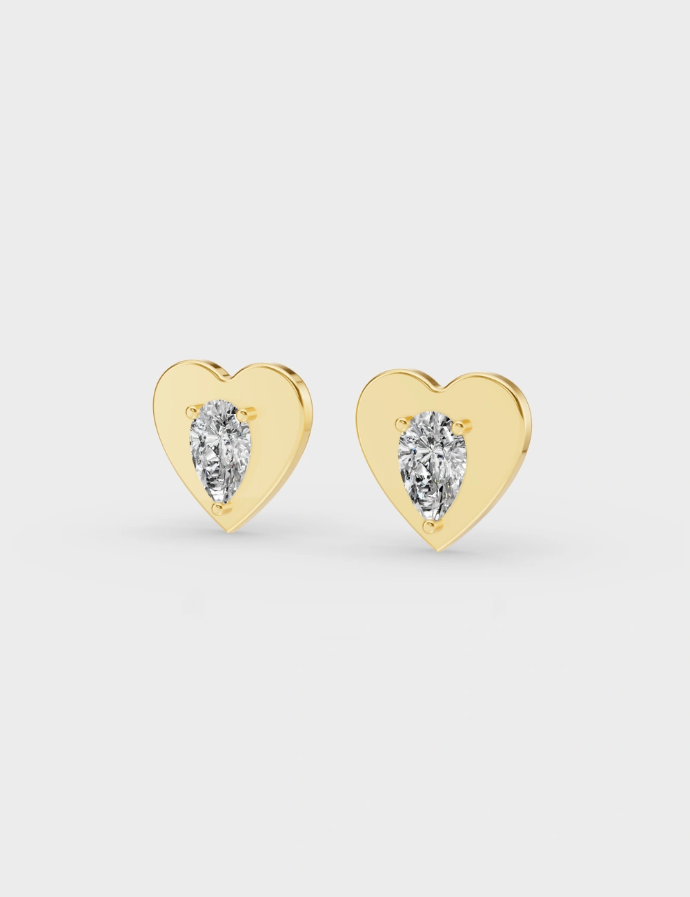 Pierced Heart Diamond Studs 60 cent FG-VVS, Yellow Gold, large, image 2