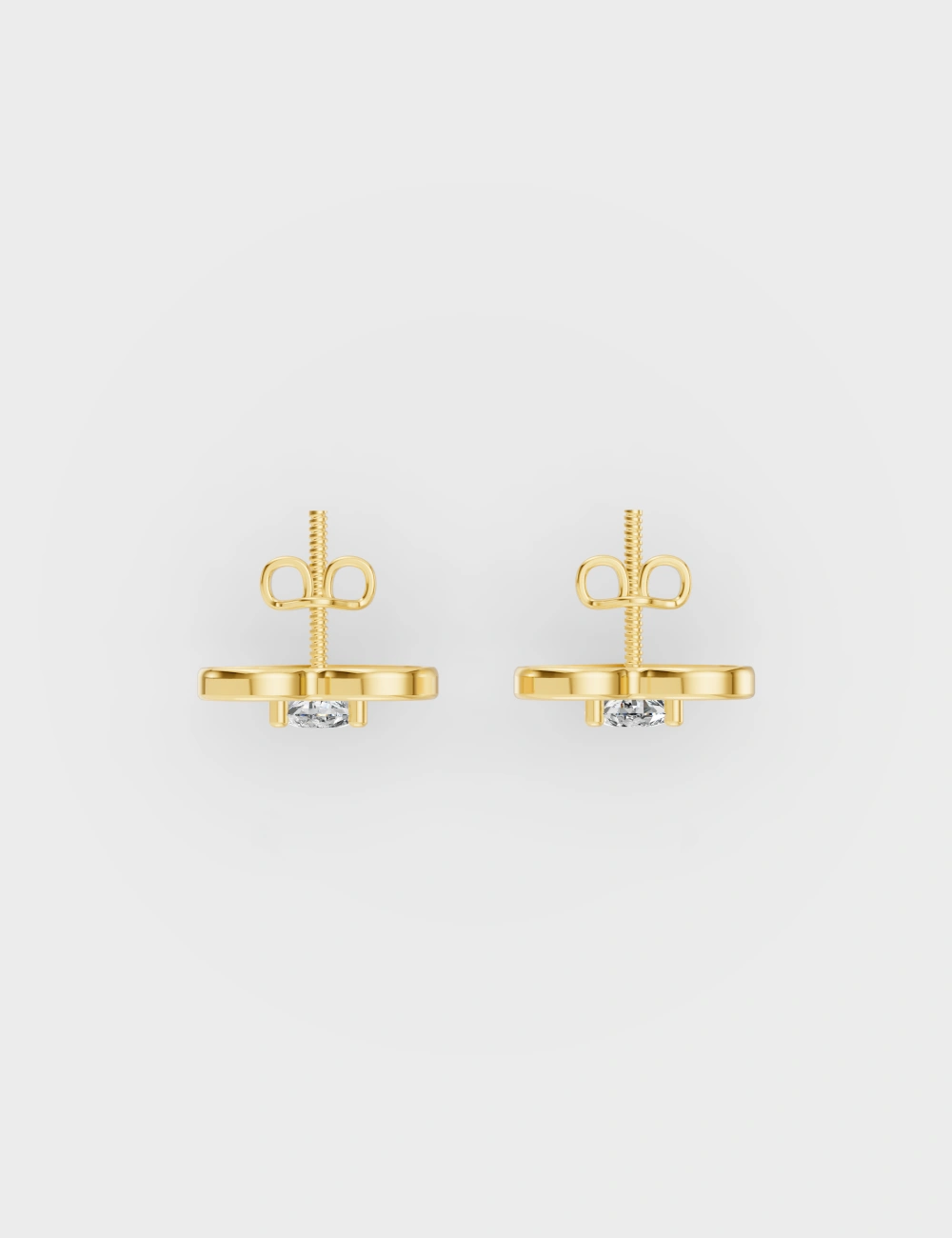 Pierced Heart Diamond Studs 60 cent FG-VVS, Yellow Gold, large, image 4