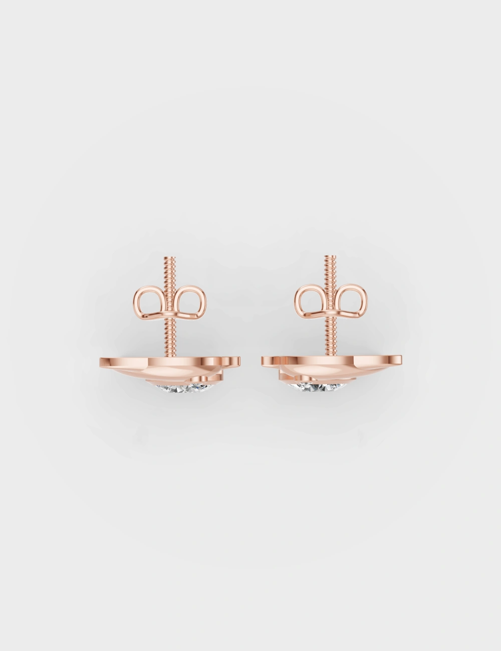 Sparkled Dive Diamond Studs 68 cent FG-VVS, Rose Gold, large, image 4