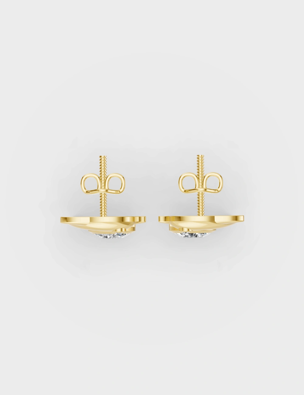 Sparkled Dive Diamond Studs 68 cent FG-VVS, Yellow Gold, large, image 4