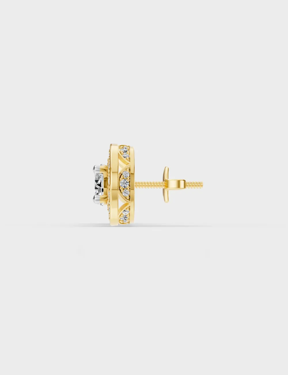 Orion Halo Diamond Studs 1.07 carat FG-VVS, Yellow Gold, large, image 3