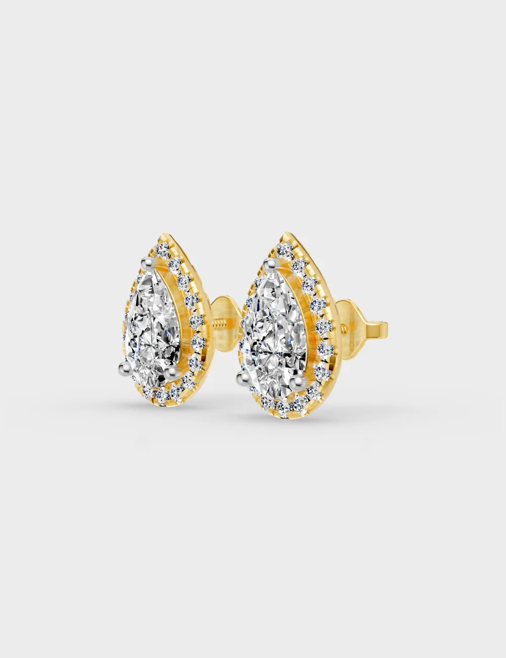 Seren Pear Diamond Studs 1.02 carat FG-VVS, Yellow Gold, large, image 2