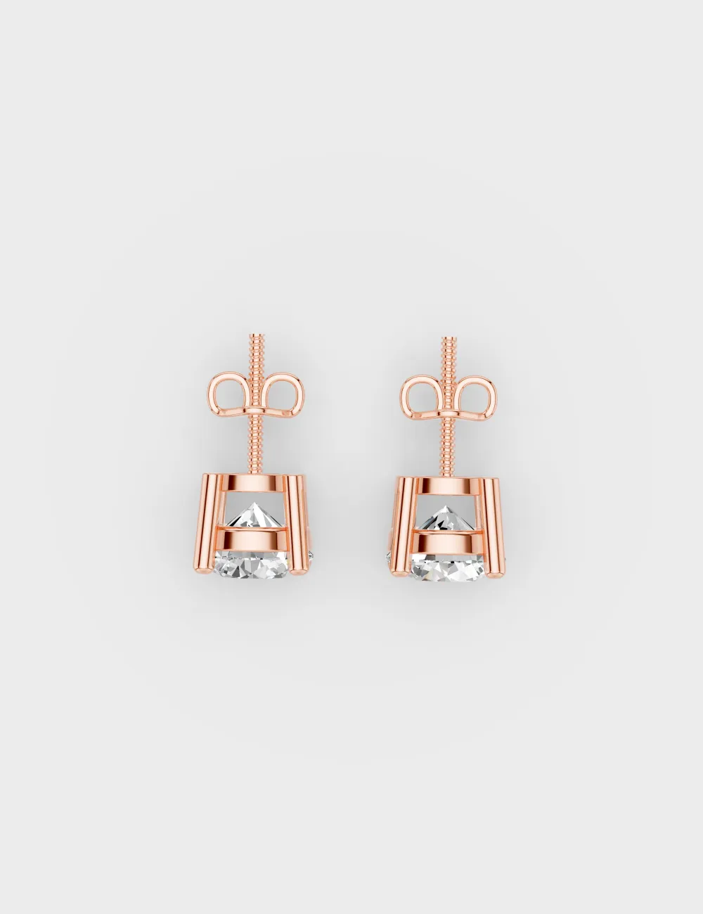 Pristine Solitaire Diamond Studs 1.6 carat FG-VVS, Rose Gold, large, image 4
