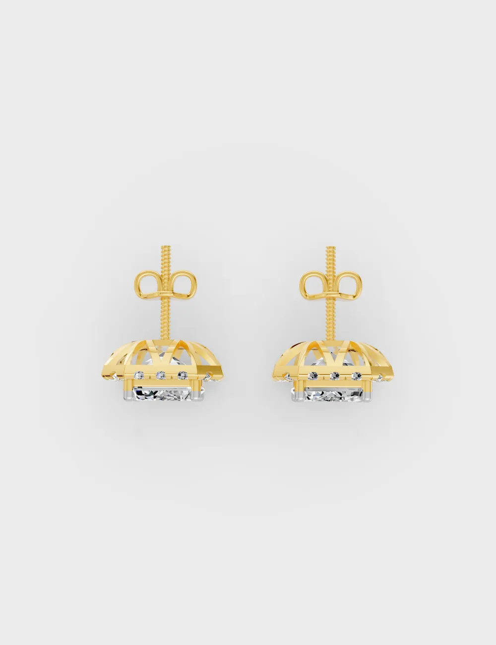 Art Deco Diamond Studs 2.12 carat FG-VVS, Yellow Gold, large, image 4