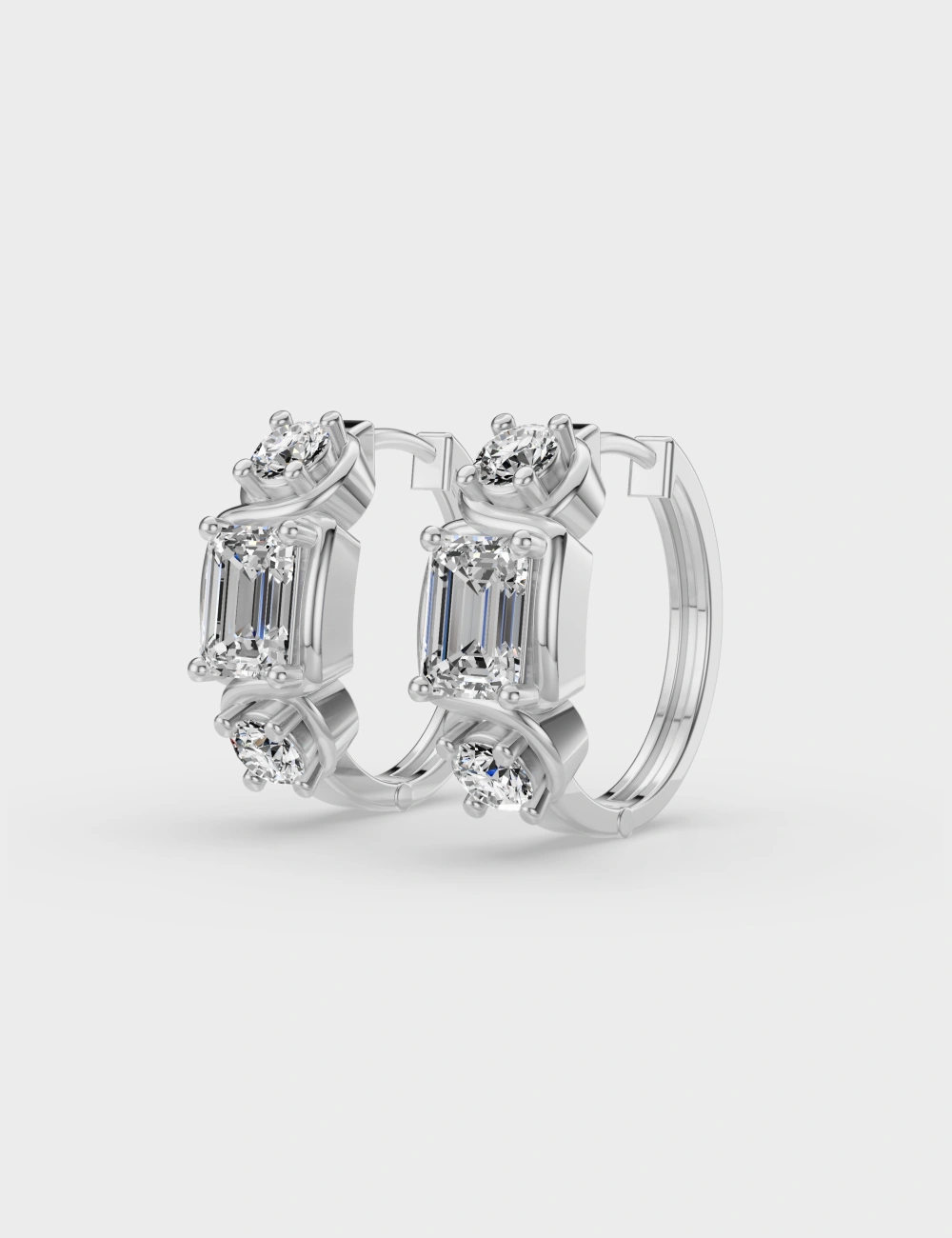 Linear Loop Diamond Hoops 2.54 carat FG-VVS, White Gold, large, image 2