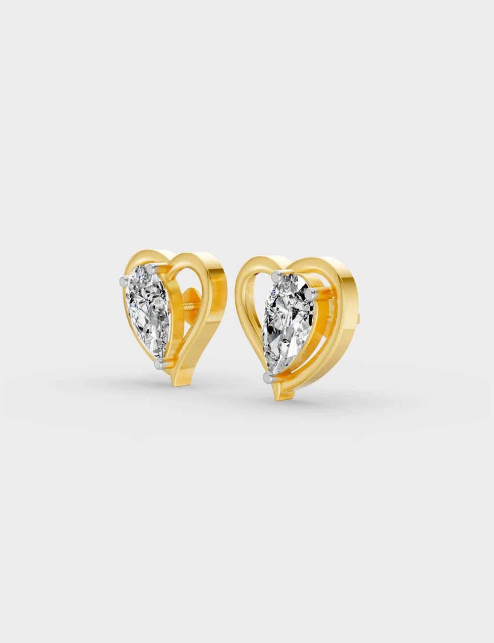 Chic Blaze Heart Studs 0.56 cent FG-VVS, Yellow Gold, large, image 2