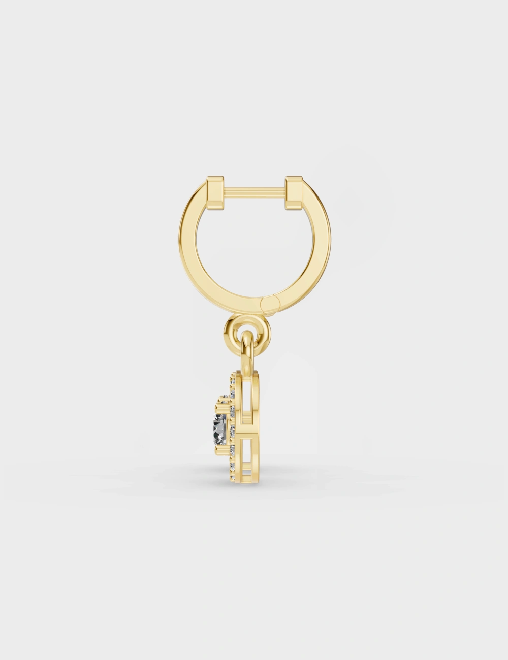 Halo Drop Diamond Hoops 1 carat FG-VVS, Yellow Gold, large, image 3