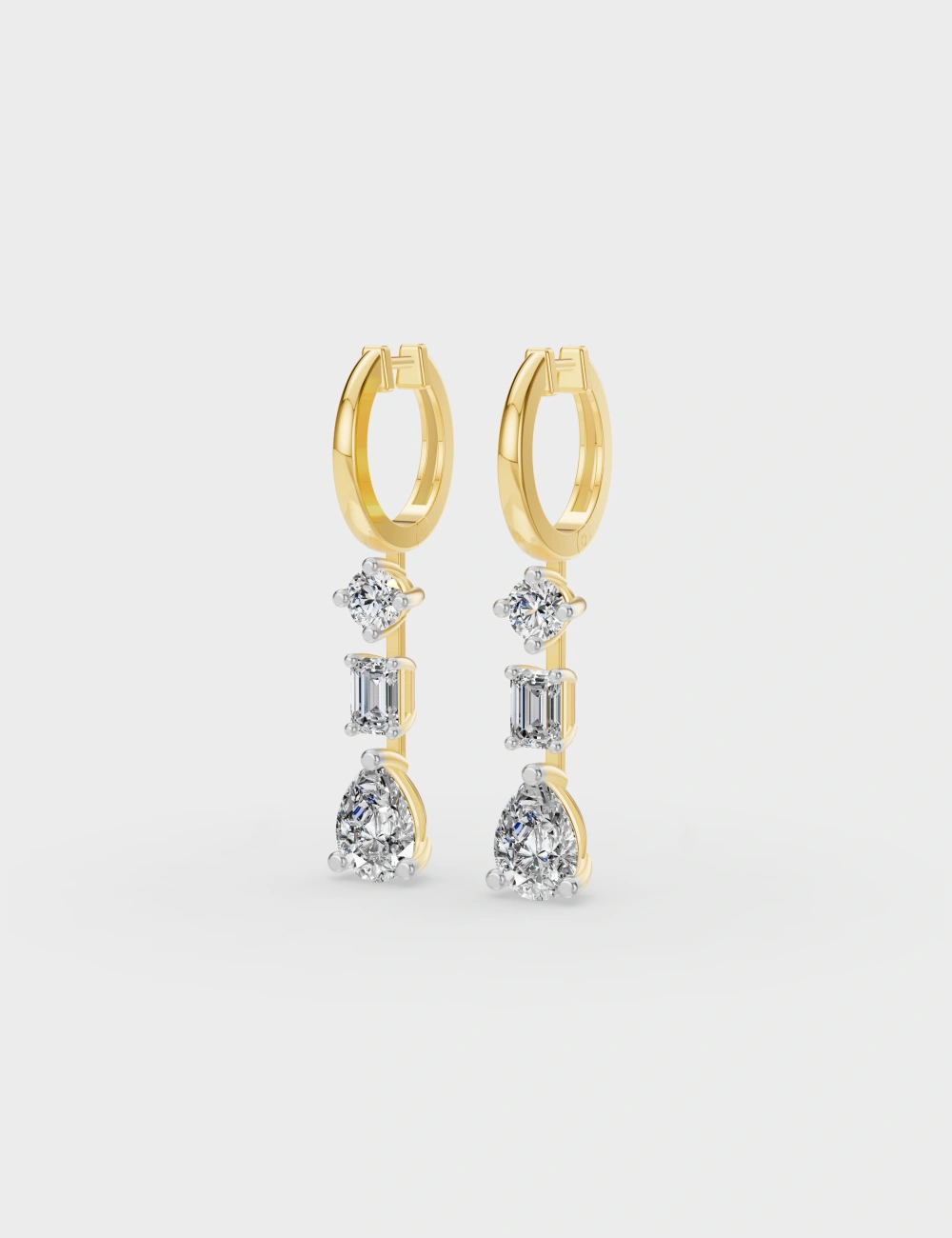 Cascade Diamond Hoops 2.6 carat FG-VVS, Yellow Gold, large, image 2