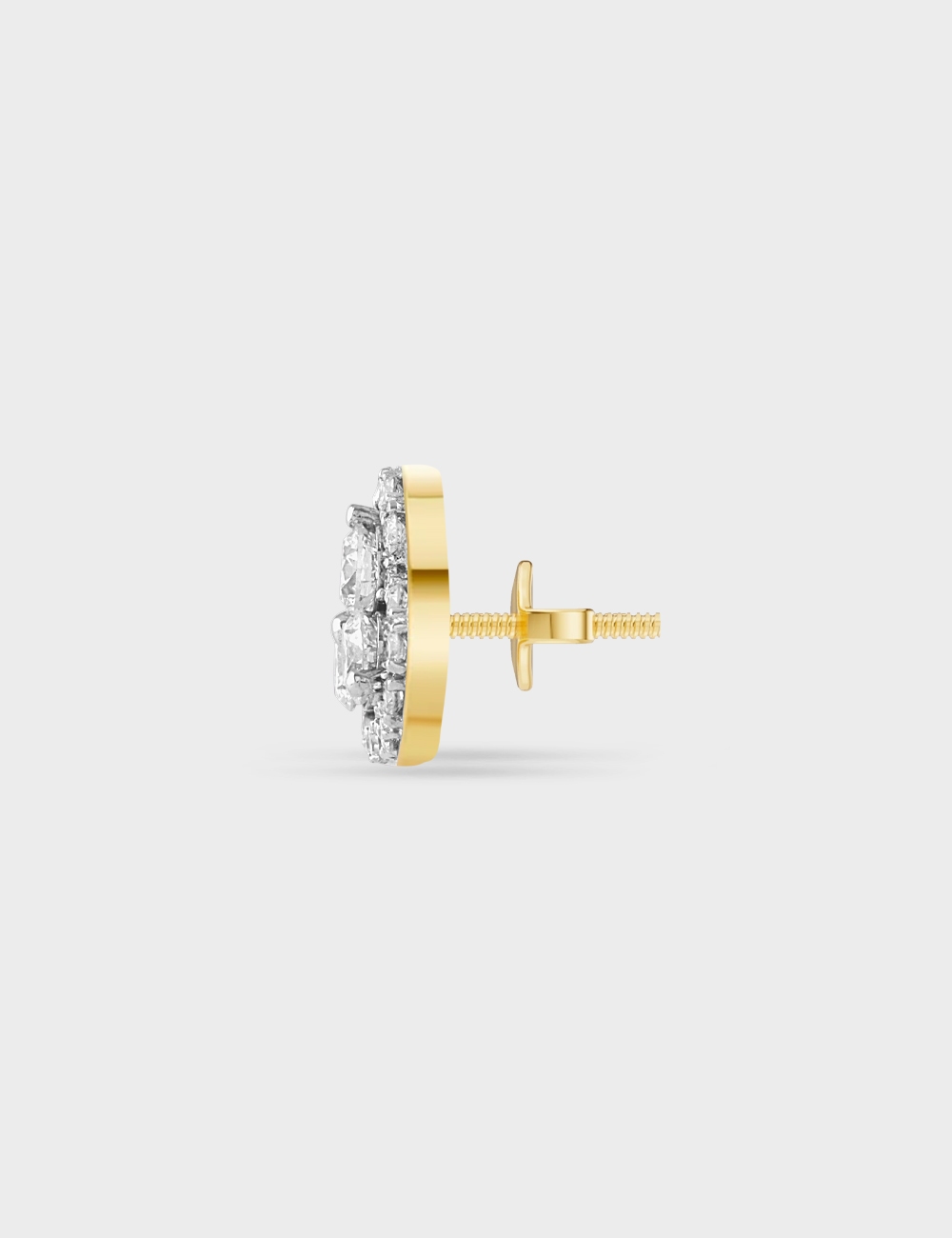 Tiered Spark Clover Lab Grown Diamond Studs 1.43 Carat FG-VVS, Yellow Gold, large, image 3