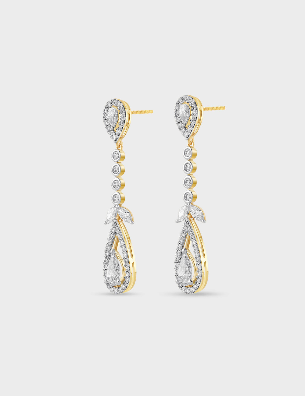 Illumina Descent Long Lab Grown Diamond Earrings 1.84 Carat FG-VVS, Yellow Gold, large, image 2