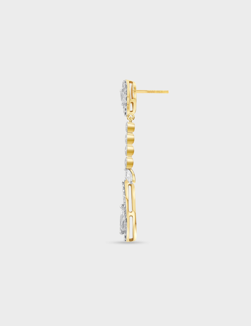 Illumina Descent Long Lab Grown Diamond Earrings 1.84 Carat FG-VVS, Yellow Gold, large, image 3