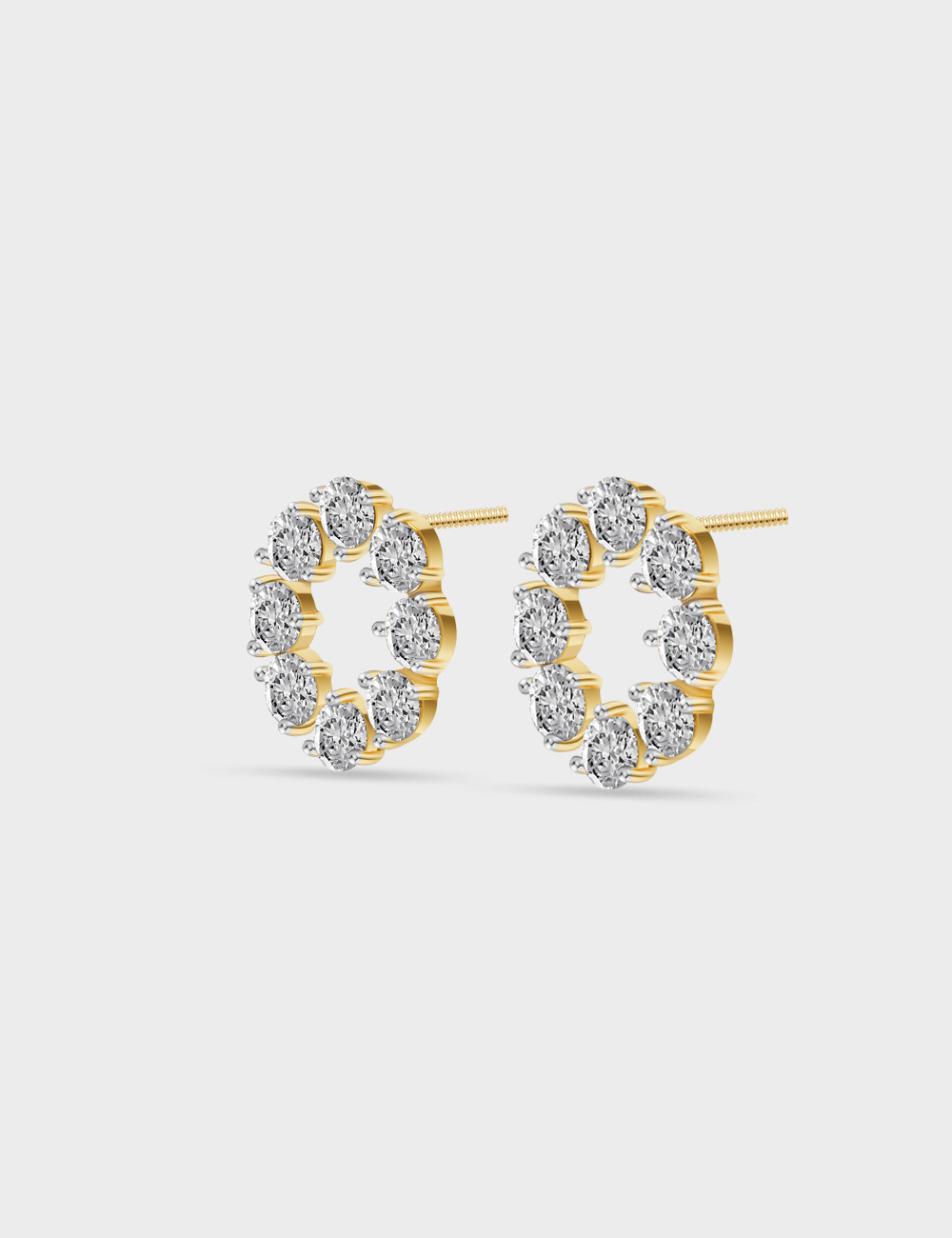 Solaris Halo Lab Grown Diamond Studs 1.61 Carat FG-VVS, Yellow Gold, large, image 2