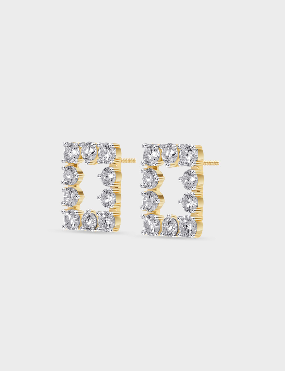 Square Authority Lab Grown Diamond Studs 1.43 Carat FG-VVS, Yellow Gold, large, image 2