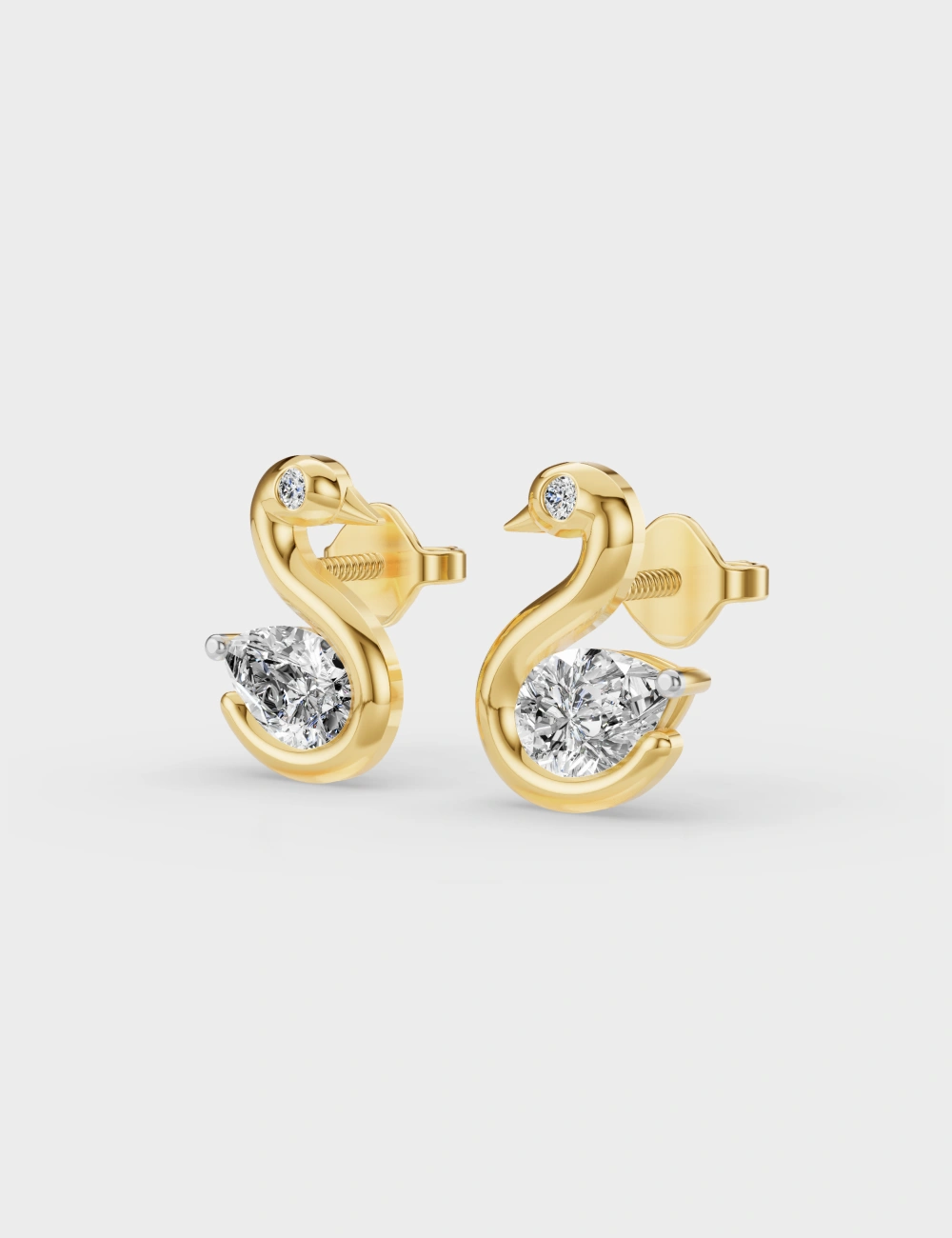 Swan Song Diamond Studs 61 cent FG-VVS, Yellow Gold, large, image 2