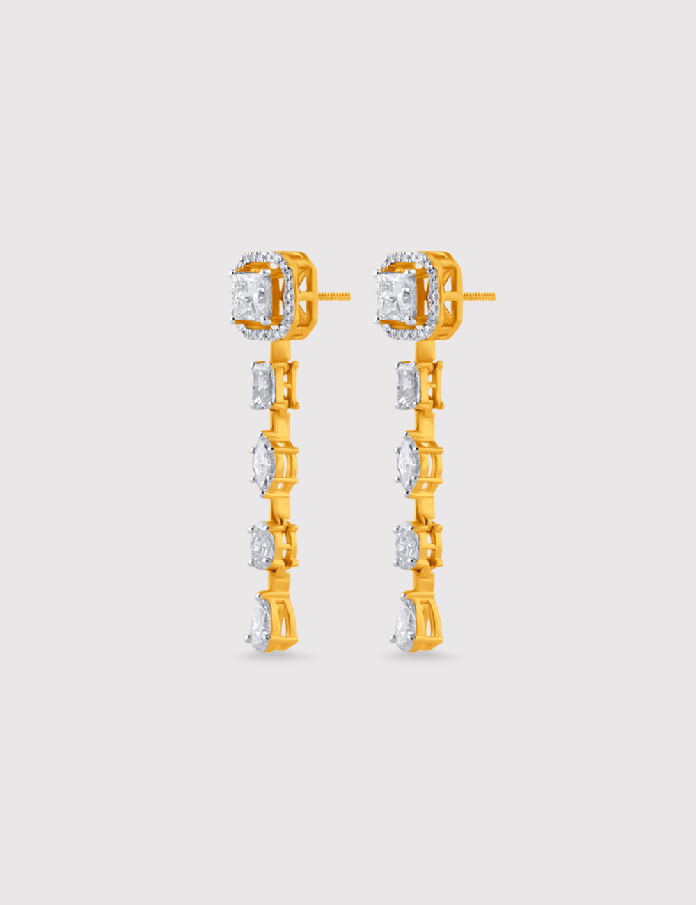 Eclat Linear Diamond Earrings 2.72 carat FG-VVS, Yellow Gold, large, image 2