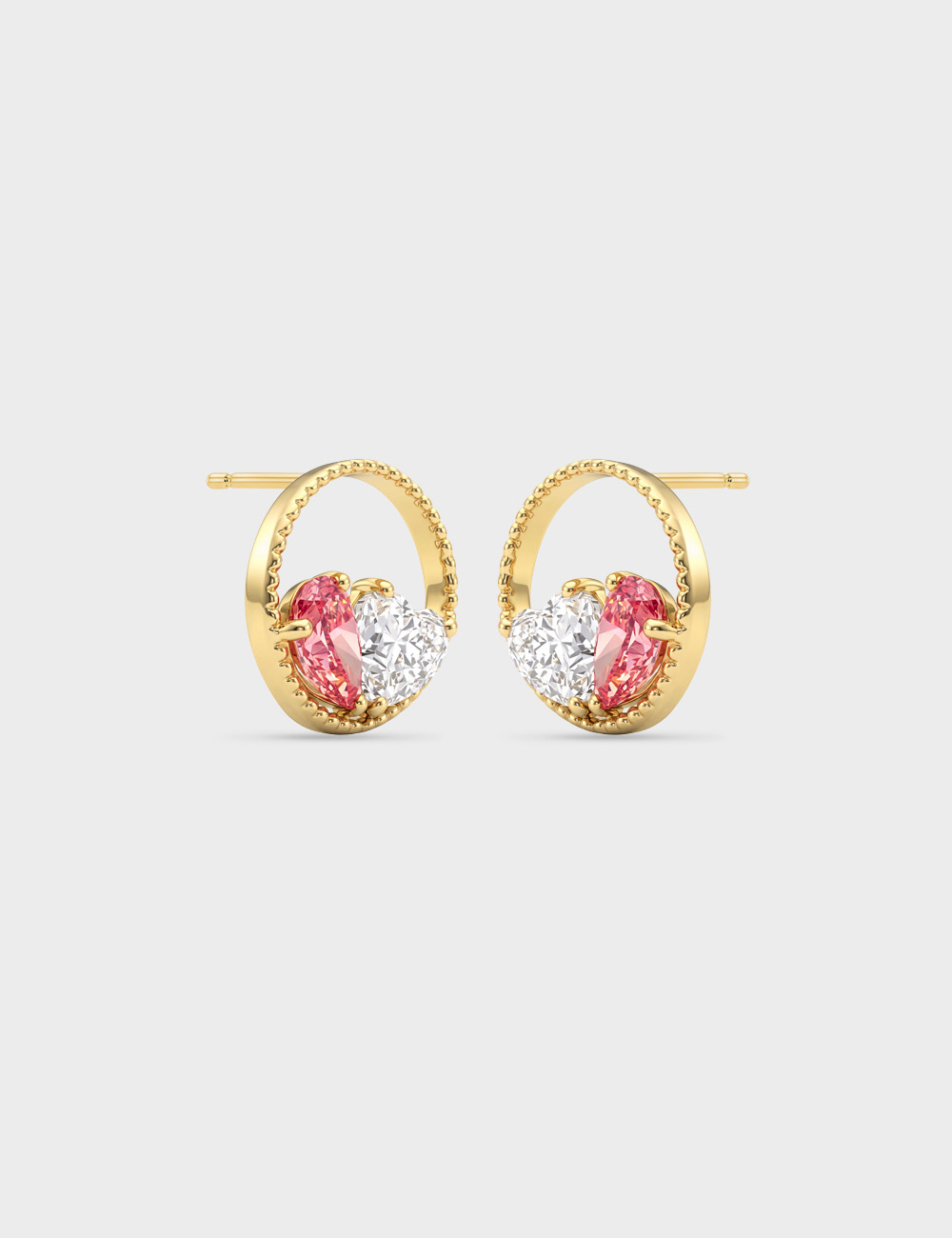 Rose Circle Lab Grown Diamond Studs 1.32 Carat FG-VVS, Yellow Gold, large, image 2