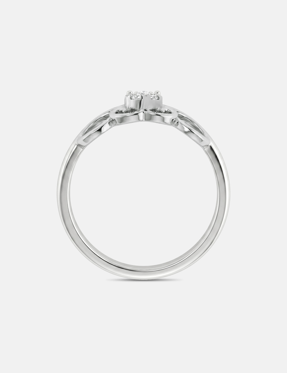 Trailing Hearts Silver Lab Grown Diamond Ring 0.06 Cent FG-VVS, White, large, image 4