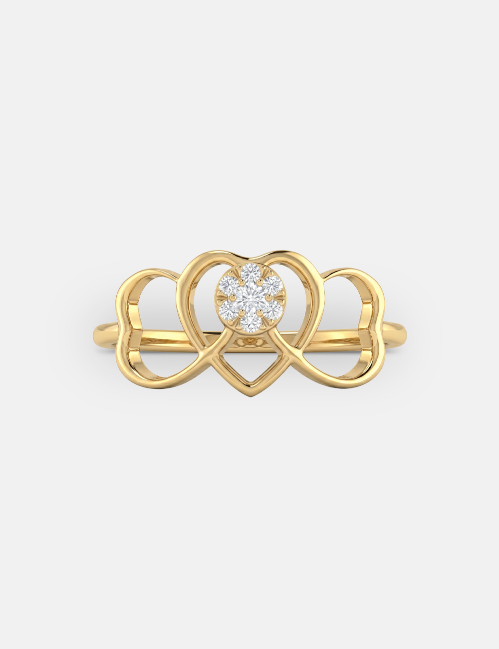 Trailing Hearts Gold Plated Silver Lab Grown Diamond Ring 0.06 Cent FG-VVS, Gold Plated, large, image 2