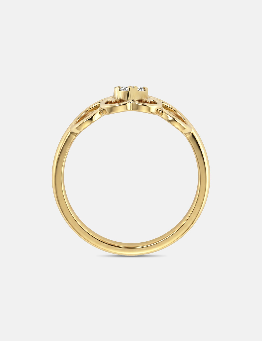 Trailing Hearts Gold Plated Silver Lab Grown Diamond Ring 0.06 Cent FG-VVS, Gold Plated, large, image 4