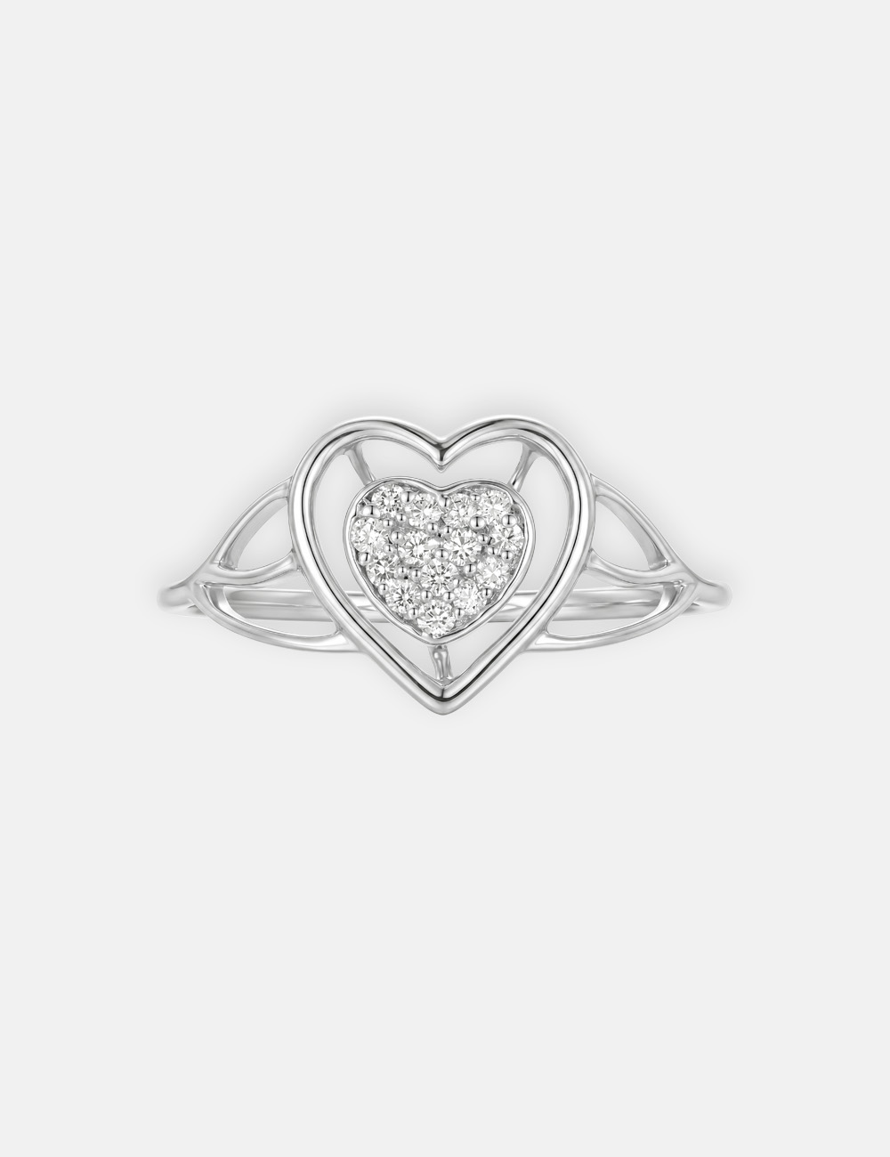 Heart Trellis Lab Grown Diamond Ring 0.07 Cent FG-VVS, White, large, image 2