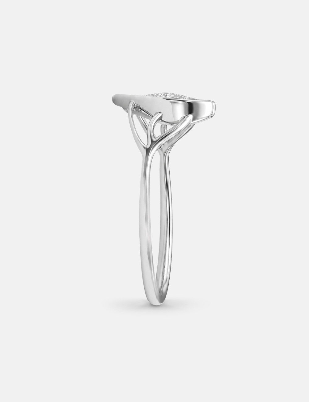 Heart Trellis Lab Grown Diamond Ring 0.07 Cent FG-VVS, White, large, image 3