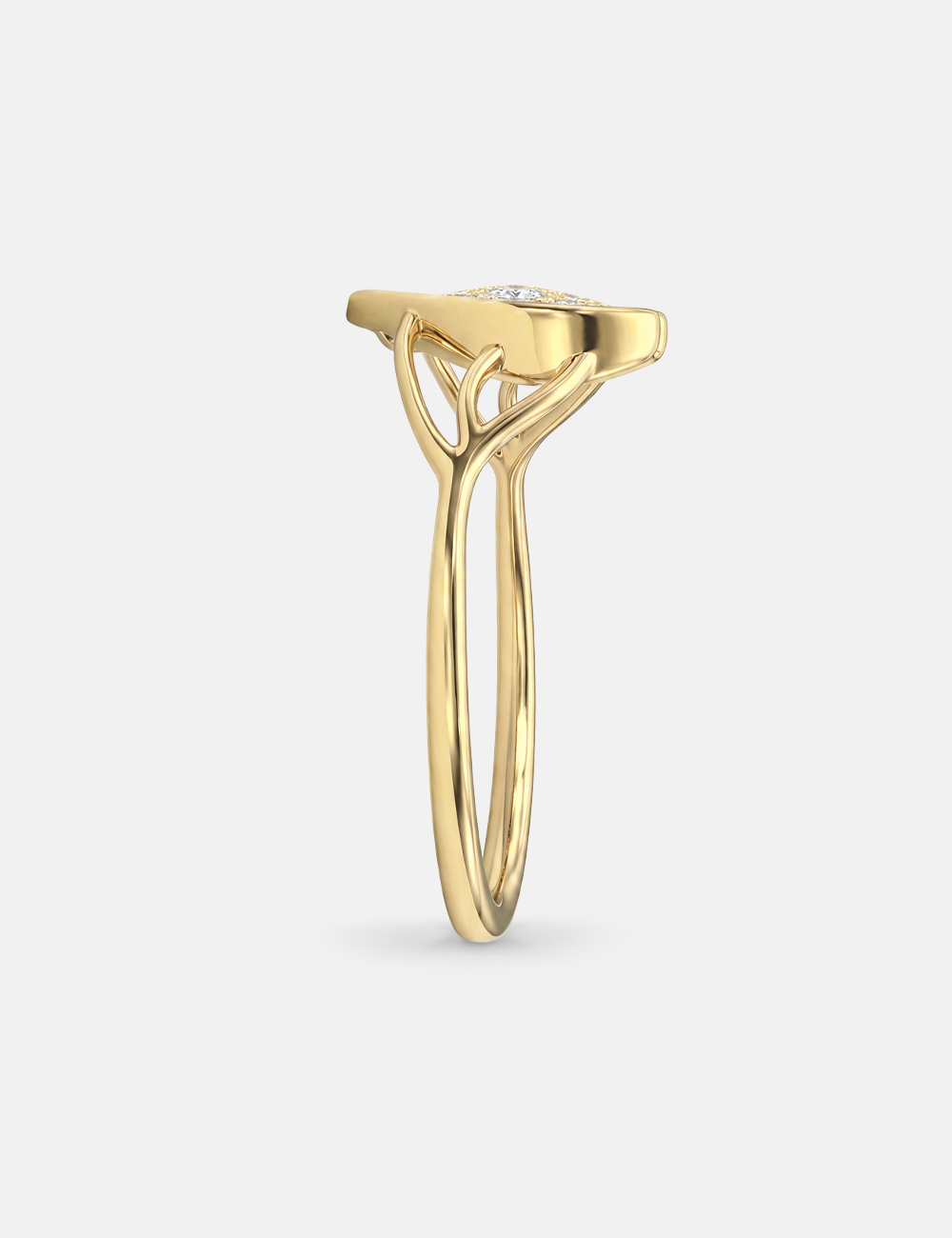 Heart Weave Gold Plated Silver Lab Grown Diamond Ring 0.07 Cent FG-VVS, Gold Plated, large, image 3