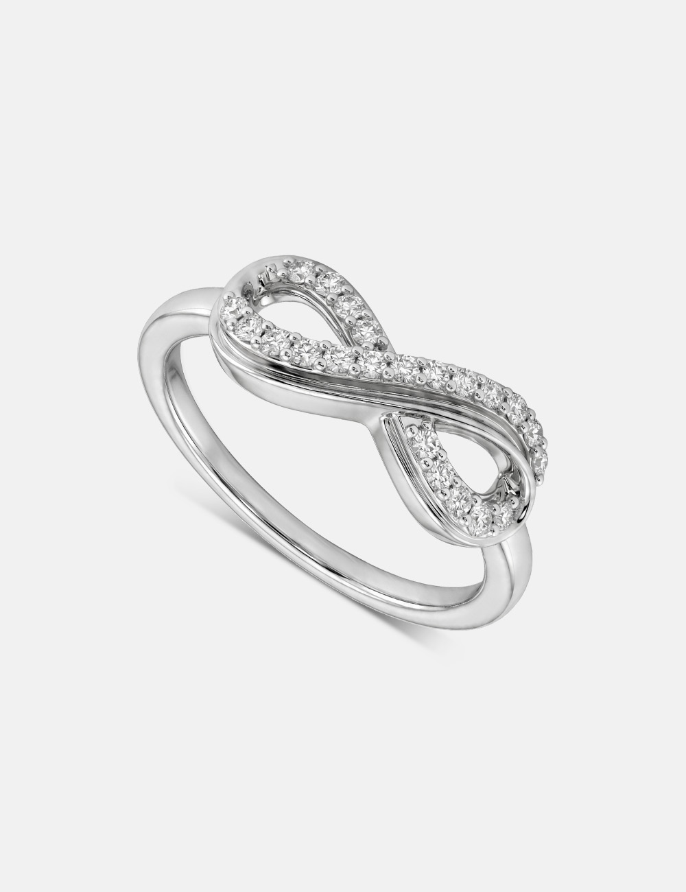 Infinity Knot Silver Lab Grown Diamond Ring 0.16 Cent FG-VVS, White, large, image 1