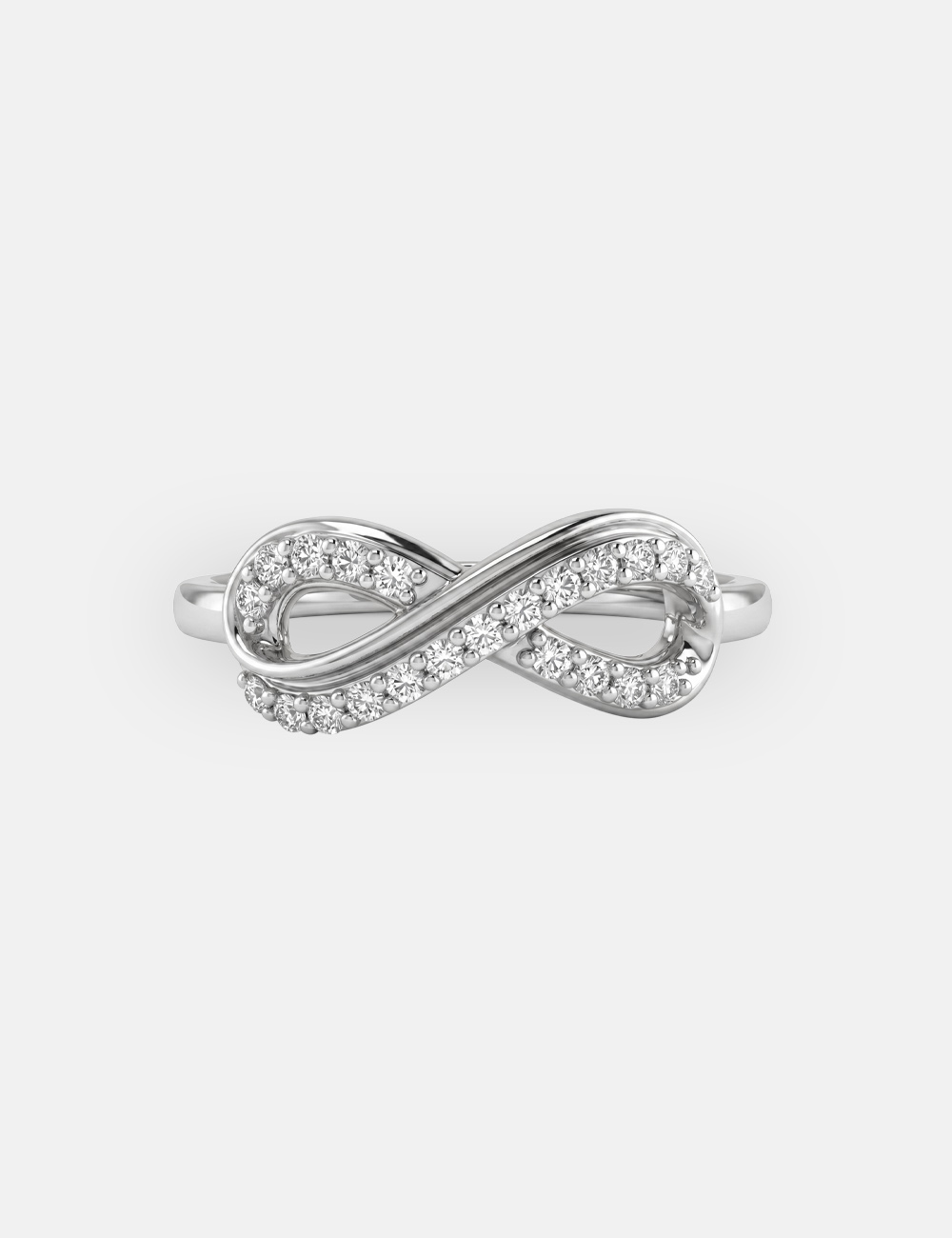 Infinity Knot Silver Lab Grown Diamond Ring 0.16 Cent FG-VVS, White, large, image 2