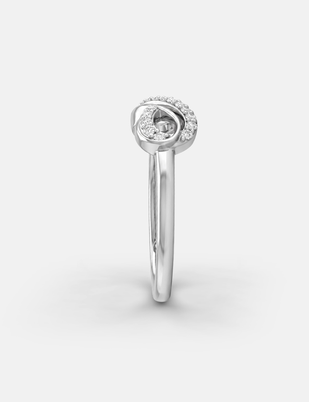 Infinity Knot Silver Lab Grown Diamond Ring 0.16 Cent FG-VVS, White, large, image 3
