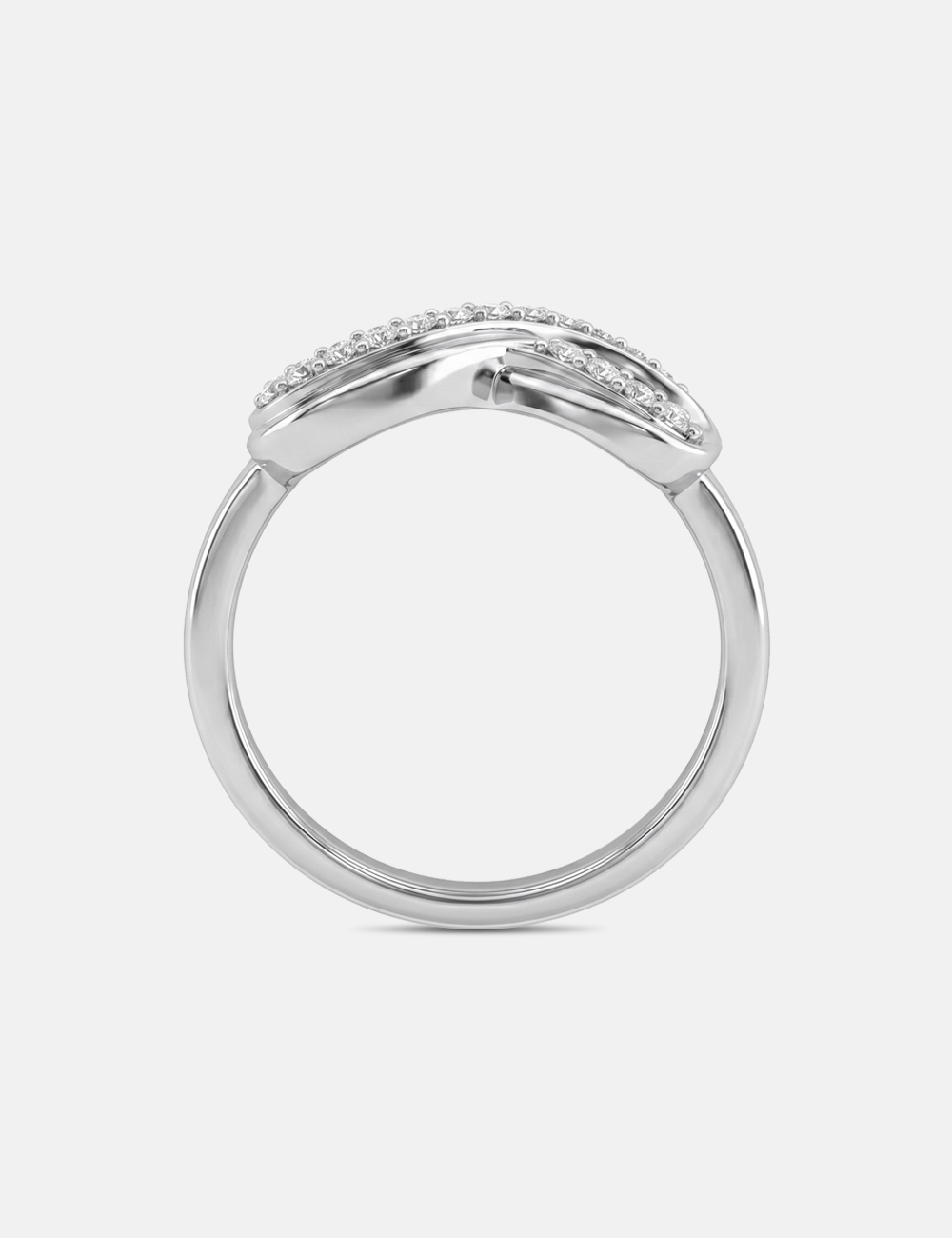 Infinity Knot Silver Lab Grown Diamond Ring 0.16 Cent FG-VVS, White, large, image 4