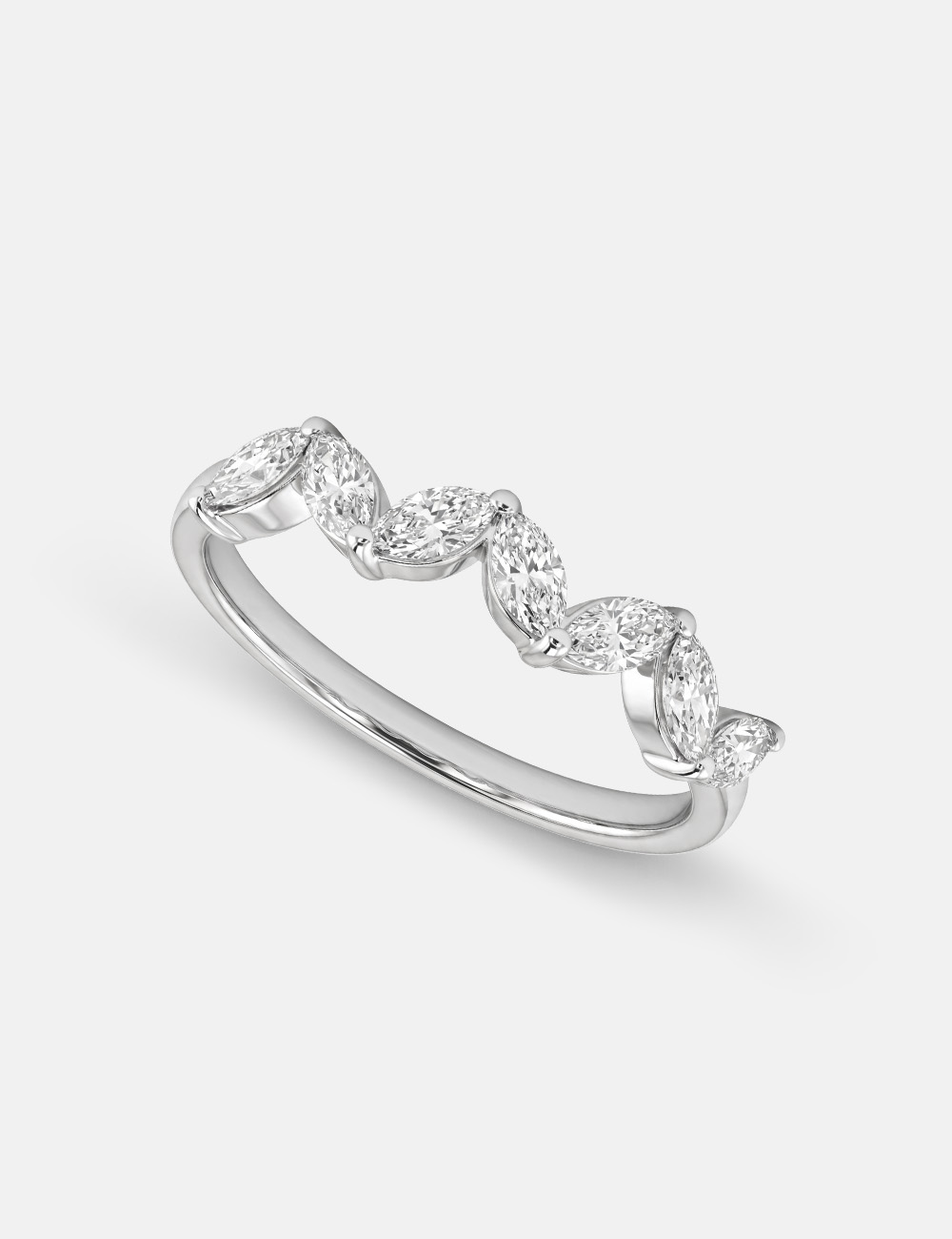 Marquise Wave Silver Lab Grown Diamond Ring 0.46 Cent FG-VVS, White, large, image 1