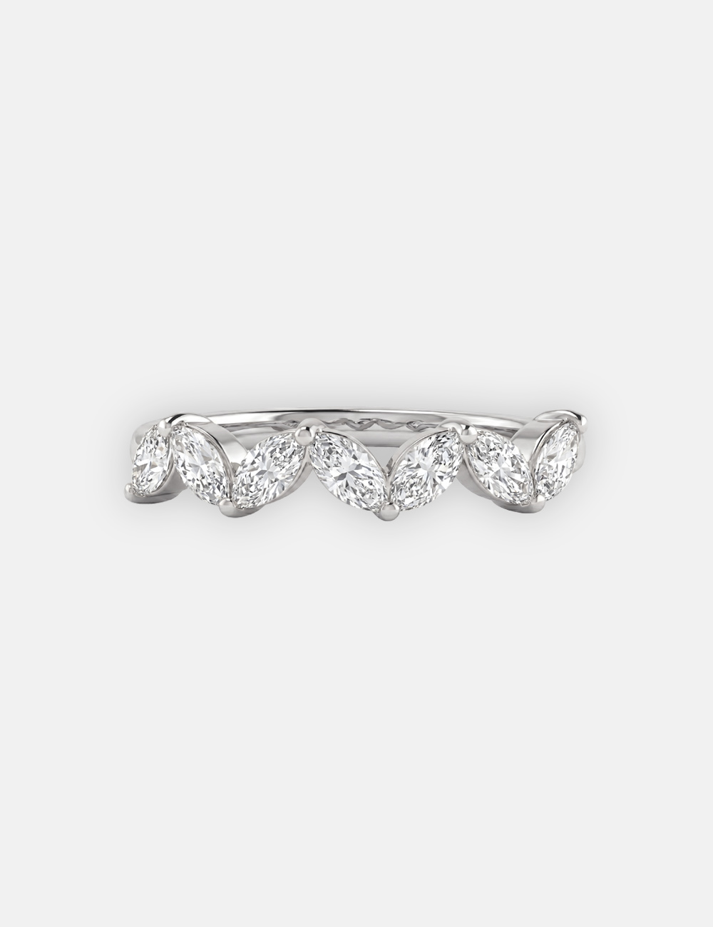 Marquise Wave Silver Lab Grown Diamond Ring 0.46 Cent FG-VVS, White, large, image 2