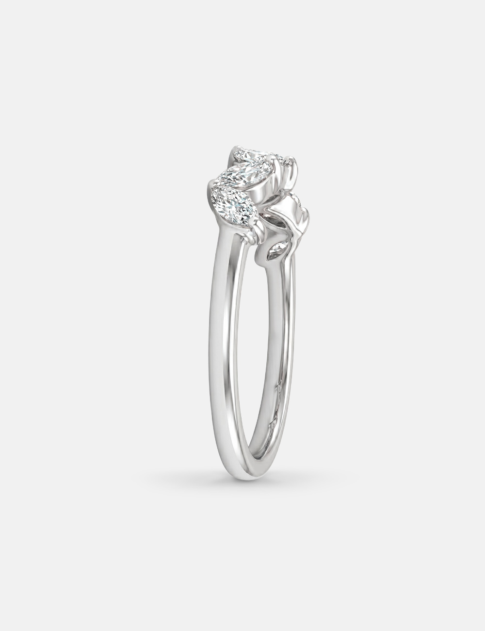 Marquise Wave Silver Lab Grown Diamond Ring 0.46 Cent FG-VVS, White, large, image 3