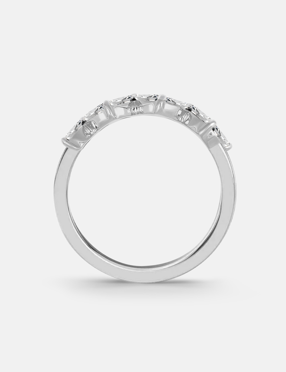 Marquise Wave Silver Lab Grown Diamond Ring 0.46 Cent FG-VVS, White, large, image 4