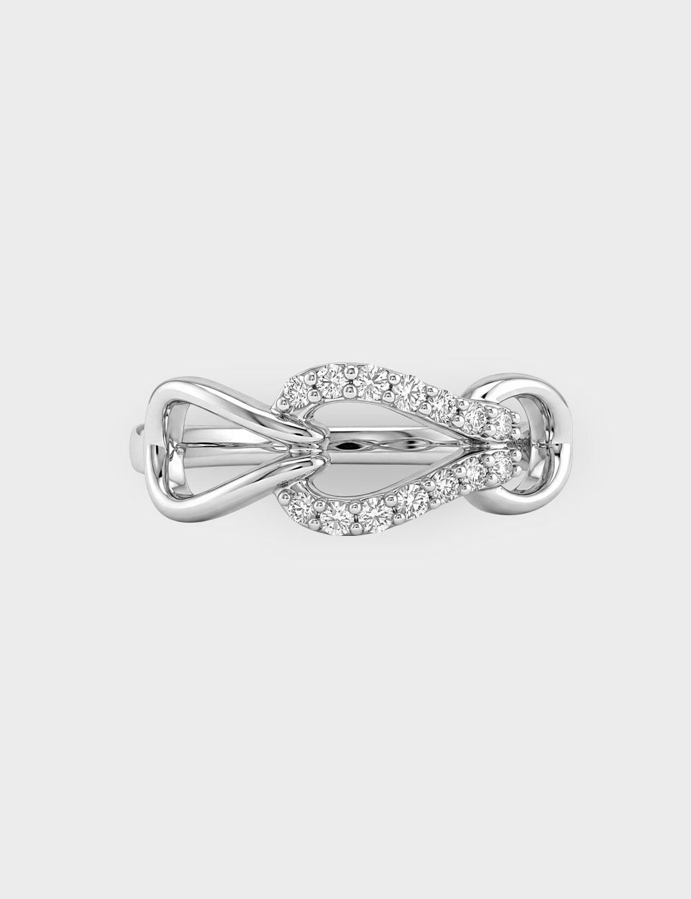 Knot Silver Lab Grown Diamond Ring 15 Cent FG-VVS, White, large, image 2