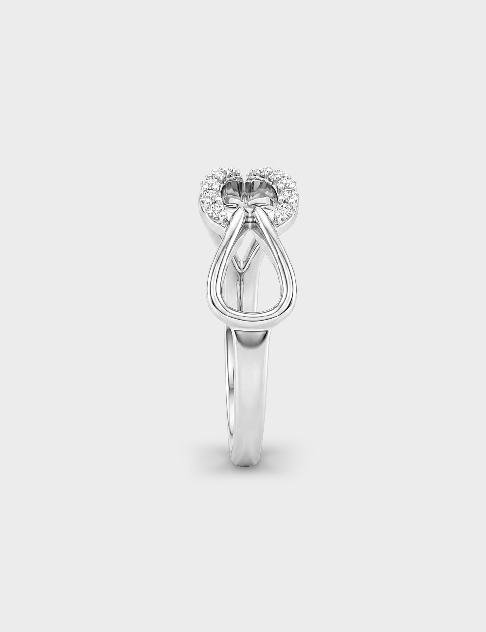 Knot Silver Lab Grown Diamond Ring 15 Cent FG-VVS, White, large, image 3