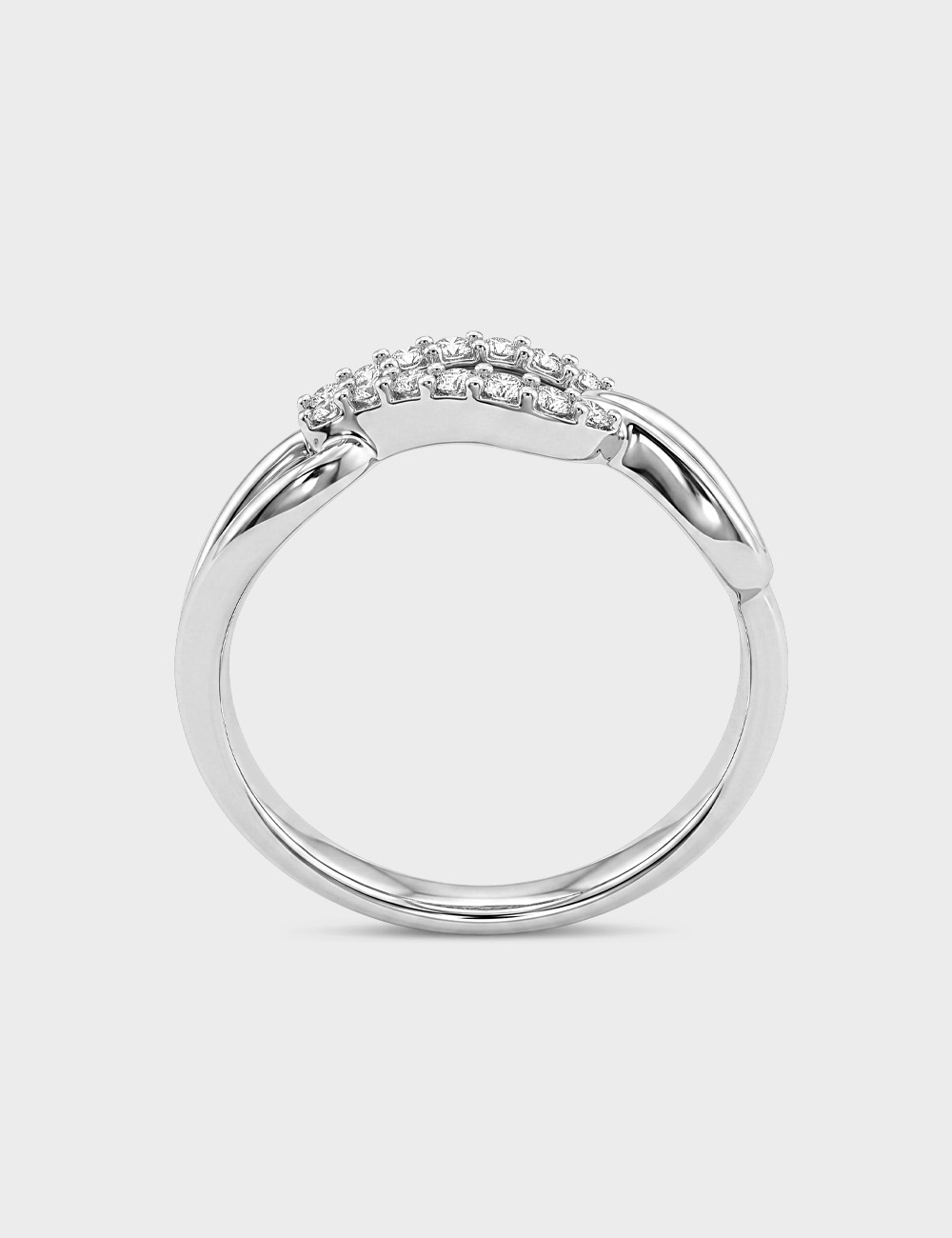 Knot Silver Lab Grown Diamond Ring 15 Cent FG-VVS, White, large, image 4