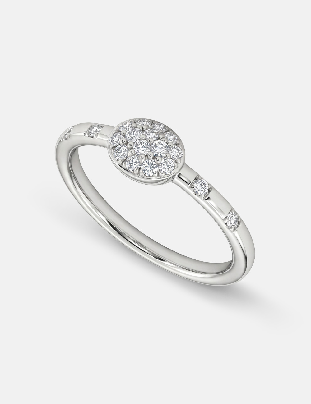 Dotted Trail Silver Lab Grown Diamond Ring 0.22 Cent FG-VVS, White, large, image 1