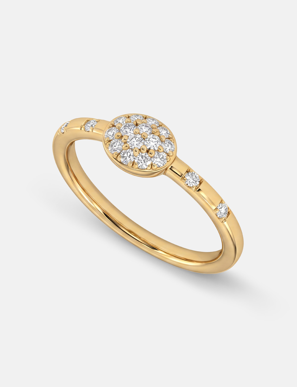 Oval Cluster Gold Plated Silver Lab Grown Diamond Ring 0.22 Cent FG-VVS, Gold Plated, large, image 1