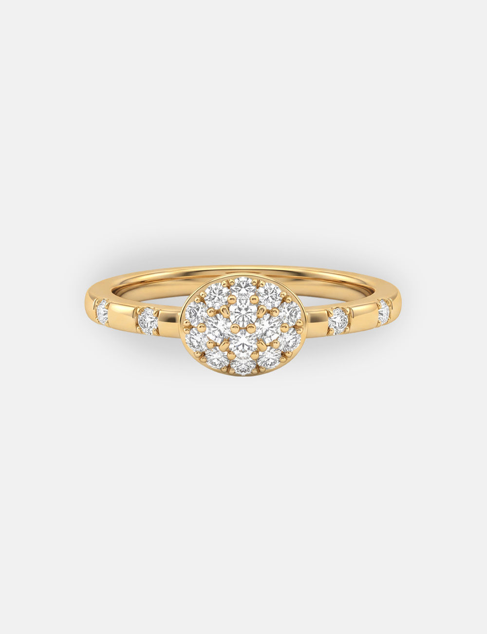 Oval Cluster Gold Plated Silver Lab Grown Diamond Ring 0.22 Cent FG-VVS, Gold Plated, large, image 2